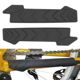 Produktbild: HOVCEH 2 Stück Fahrrad Kettenstrebenschutz, Kettenschutz Fahrrad MTB, Kettenstrebenschutz MTB Silikon für Alle Fahrradtypen Kleber Backing Klebrig Gut, Langlebig, Leicht (Schwarz)