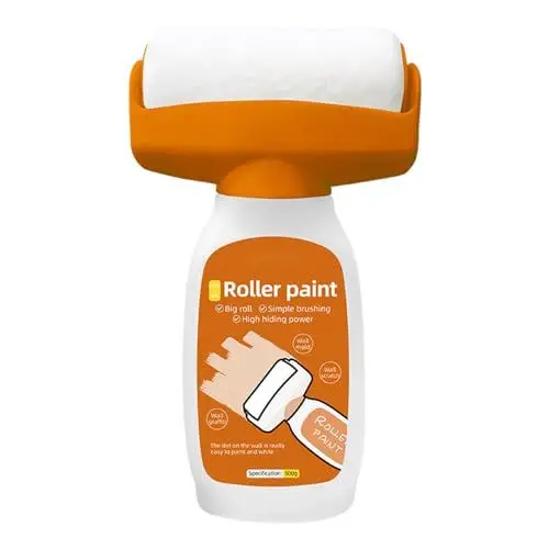 Produktbild: HOVCEH 500g Wandfarbe Ausbessern Weiß Roller, 2 in 1 Ausbesserungsfarbe Weiss Roller, Wandreparatur-Rollbürste mit Wandreparaturpaste, Wandreparatur Creme für Reparieren Sie Graffiti, Kratzer, Flecken