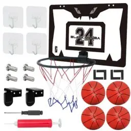 Produktbild: HOVCEH Basketballkorb Indoor Set, Mini Basketballkorb Wandmontage, Mini Indoor Basketball Reifen Für Kinder, Mini Basketballkorb fürs Zimmertür, Basketballkorb Indoor Tür Klein mit 4 Ball und Pumpe