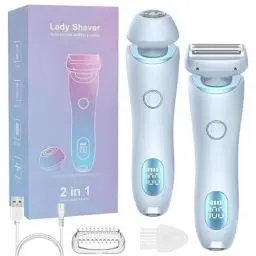 Produktbild: HOVCEH Damenrasierer Elektrisch, 2 in 1 Intimrasierer für Frauen mit IPX7 Wasserdicht, Epilierer Damen, Ladyshaver Elektrisch für Gesicht Bikini Beine Arme Körper (Blau)