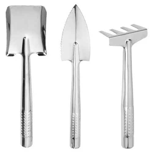 Produktbild: HOVCEH Gartenwerkzeug Set, 3 Stück Gartengeräte Set Gartenschaufel Klein, Holzgriff Handheld Garten Schaufeln, Gartenset Werkzeug, Schaufel Ggartenset für Bonsai Werkzeug Pflanze Topfblumen