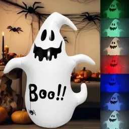 Produktbild: HOVCEH Halloween Aufblasbar Dekoration, 1.35m Halloween aufblasbare Figuren mit LED-Lichtern, Fernbedienung, Halloween deko Geist für Halloween Party, Drinnen und Draußen, Garten Dekorationen