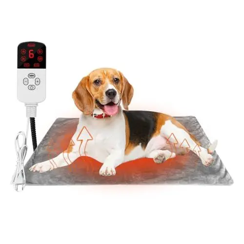 Produktbild: HOVCEH Heizdecke Hund, 70 x 45 cm Haustier Heizkissen, Heizmatte Katze Elektrisch 9 Temperaturstufen, Waschbar Wärmedecke Elektrisch Hund mit Timer, Waschbar Wärmedecke(35-55℃ Temperatureinstellung)