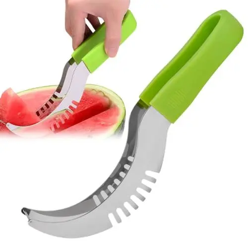 Produktbild: HOVCEH Melonenschneider, 2024 Neuest Wassermelonen Schneider, Multifunktionaler Obstschneider aus Edelstahl, Fruchtmesser der Papaya, Drachenfrucht, Cantaloupe Cutter