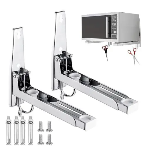 Produktbild: HOVCEH Mikrowellenhalterung Wand, Edelstahl Mikrowellenhalterung mit Teleskoparme, Wandhalterung Mikrowelle, Faltbare Wand Edelstahl Mikrowellen Halter, Ausziehbar 22-40 cm