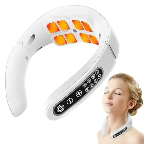 Produktbild: HOVCEH Nackenmassagegerät Kabellos, 8 Kopf Intelligentes Nackenmassagegerät mit Wärme, 6 Modi 15 Intensitätsstufen Tragbares Elektrische Nackenmassagegeräte für Zuhause, Büro, Reise