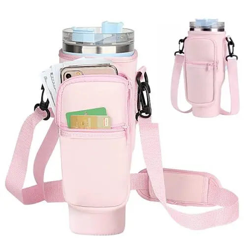 Produktbild: Tragetasche Cup, 40oz Cup Zubehör Tasche, Becher Tasche Großer mit Handytasche, Verstellbarem Schultergurt, Kartenhülle für Cup Zubehör