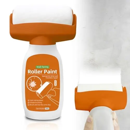 Produktbild: HOVCEH Wandfarbe Ausbessern Weiß, 500g Ausbesserungsfarbe Weiss Roller, Wand Reparatur Rollbürste mit Wandreparaturpast, Weiße Farbe Wand Ausbessern Roller für Graffiti Kratzer und Beschädigte Wände