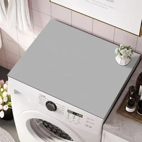 Produktbild: HOVCEH Waschmaschinenauflage, 60 * 60cm Waschmaschinenabdeckung, Abdeckung für Waschmaschine, Waschmaschinen Auflage, Waschmaschine Staubschutzhülle für Waschm Aschine, Trockner, Grau
