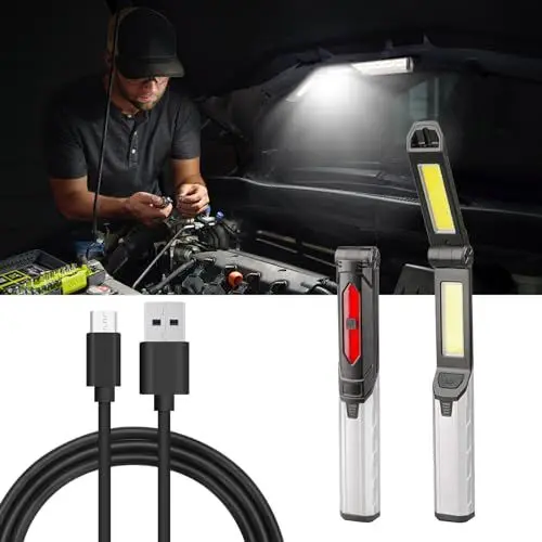 Produktbild: FIVAVA LED Werkstattlampe Akku,Arbeitsleuchte mit Haken und Magnet,180°Faltbar Arbeitsleuchte für Auto Reparatur,Werkstatt,Camping