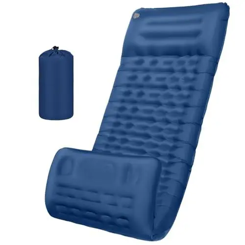Produktbild: Howala Isomatte Selbstaufblasend Ultraleicht Luftmatratze Camping mit Fußpresse Pumpe Verbindlich Aufblasbare Camping Matratze mit Kissen Dicke Isomatte zum Wandern, Leichte Marineblau