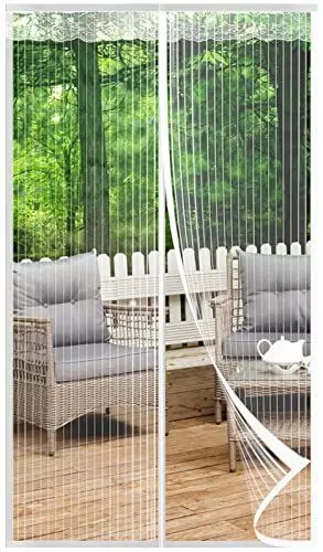 Produktbild: HOWIN Fliegenvorhang Balkontür Magnet, Fliegengitter Terrassentür Ohne Bohren 100x220cm, Moskitonetz Tür, Fliegenschutz Türen, Insektenschutz Balkon Tür, Fly Screen Door Magnetic(Weiß)