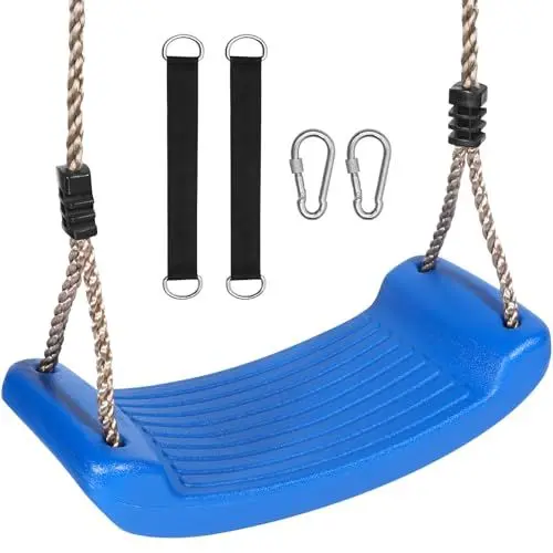 Produktbild: HOXVJYME Schaukel Outdoor Indoor,Kinderschaukel mit 2er Hängematte Gurte und 2er Karabinern, Schaukelsitz Garten Spielplatz Schaukel für Kinder zum Schaukeln, rutschfest, bis zu 80 kg (Blau)