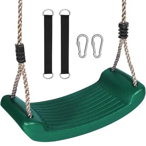 Produktbild: HOXVJYME Schaukel Outdoor Indoor, Kinderschaukel mit 2er Hängematte Gurte und 2er Karabinern, Schaukelsitz Garten Spielplatz Schaukel für Kinder zum Schaukeln, rutschfest, bis zu 80 kg (Grün)