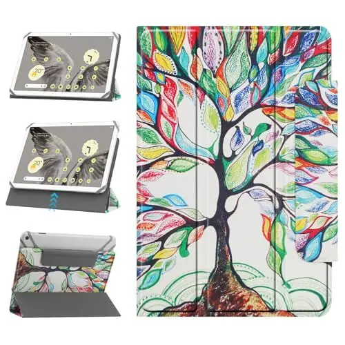Produktbild: HoYiXi Universal Hülle für 9-11 Zoll Samsung Galaxy Tab/Lenovo/PRITOM/Fire/Android Tablette Schutzhülle in Zwei Positionen verstellbar mit faltbarem Ständer - Baum