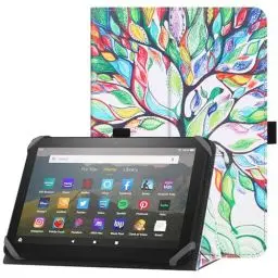 Produktbild: HoYiXi Universelle Hülle für 7-8 Zoll Tablette Fire HD 8 2020/2022 & Fire HD 8 Plus 2020/2022 mit Ständer Folio und Handschlaufe Schutzhülle für 7