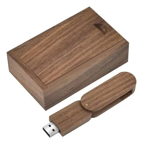 Produktbild: HOZYALE USB-Stick 16GB Holz USB 2.0 Flash Laufwerk Datenstick Memory Stick mit Holzbox, Speicherstick für Hochzeit, Freunde, Familie