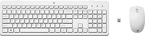 Produktbild: HP 230 Maus und Tastatur (kabellose Maus und Tastatur, USB Dongle, bis zu 16 Monate Akkulaufzeit, QWERTZ-Layout) weiß, kompatible mit PC, Multimedia