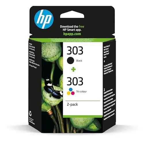 Produktbild: HP 303 (3YM92AE) Original Druckerpatronen 2 Count (Pack of 1) für HP ENVY 6200, 7100, 7134,7220e,7221e,7224e,7800,7900e Tango Printer.Schwarz - 1X 200 Seiten|Dreifarbig - 1 x 165 Seiten