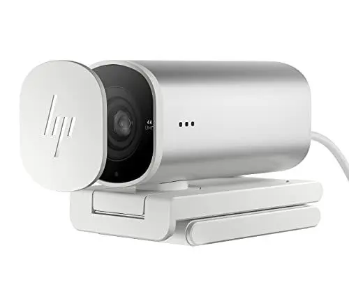 Produktbild: HP 960 4K Streaming Webcam | 4K UHD Auflösung | 60 FPS | 100° Sichtfeld | 360° schwenkbar | KI unterstützt | Autofokus | HDR | 2 Dual-Mikrofone| USB-A | magnetische Abdeckung | silber