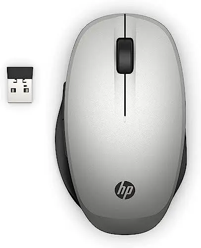 Produktbild: HP Dual Mode Maus (Smart TV Maus, AES verschlüsselt, Bluetooth, USB-Dongle, bis 3600 dpi) silber