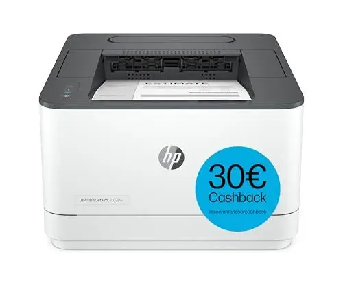 Produktbild: HP LaserJet Pro 3002dw Laserdrucker, Drucker, Automatischer beidseitiger Druck, Bis zu 33 A4-Seiten pro Minute, Hi-Speed USB, WiFi, Ethernet, Bluetooth, HP Smart App, HP Wolf Pro Security, Grau, Weiß