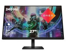 Produktbild: HP OMEN 27qs Gaming Monitor - 27 Zoll Bildschirm, QHD Display, 240Hz, AMD FreeSync Premium, 1 ms Reaktionszeit, 2x HDMI 2.0, Display Port 1.4, 2x USB-A, USB-B, Audioausgang, RGB Beleuchtung, schwarz