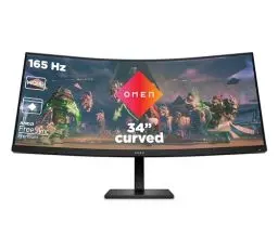 Produktbild: HP OMEN 34c Gaming Monitor - 34 Zoll Bildschirm, WQHD Display, 165Hz, AMD FreeSync Premium, 1 ms Reaktionszeit, 2x HDMI 2.0, Display Port 1.4, Audioausgang, curved, schwarz