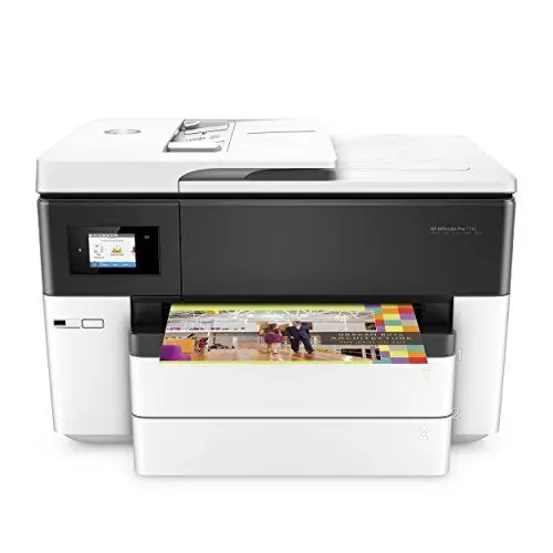 Produktbild: HP OfficeJet Pro 7740 A3-Multifunktionsdrucker (DIN A3, Drucker, Scanner, Kopierer, Fax, WLAN, Duplex, HP ePrint, Apple Airprint, USB, 4800 x 1200 dpi), 500 Blatt Papierfach, Schwarz / Weiß