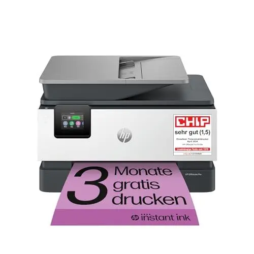 Produktbild: HP OfficeJet Pro 9120e Multifunktionsdrucker, 3 Monate gratis drucken mit HP Instant Ink inklusive, HP+, Drucker, Scanner, Kopierer, Fax, WLAN, LAN, Duplex, Airprint, Grau-Weiß