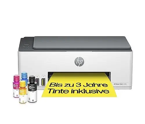 Produktbild: HP Smart Tank 5105 3-in-1 Multifunktionsdrucker (WLAN·· Mobiles Drucken) – 3 Jahre Tinte inklusive, 3 Jahre Garantie, großer Tintentank, hohe Reichweite, Drucken in hoher Qualität