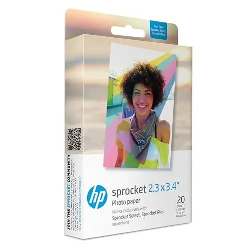 Produktbild: HP Sprocket 5.8x8.7 cm Premium Zink Sticker Fotopapier (20 Blatt) Kompatibel mit HP Sprocket Select Fotodruckern