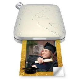 Produktbild: HP Sprocket Portable 5.8x8.7 cm Sofortbilddrucker (Weiß) Drucken Sie Bilder auf Zink Sticky-Backed Paper von Ihrem iOS- und Android-Gerät