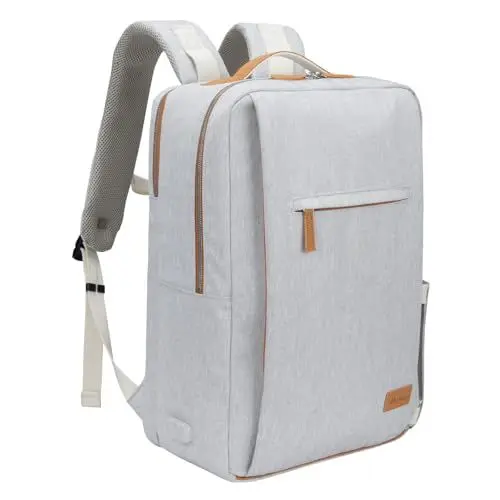 Produktbild: Hp hope Laptop Rucksack Damen Herren für Reisen, Durable Rucksäcke mit USB-Ladeanschluss, passt 17-Zoll-Laptop, wasserdicht, Arbeit Handgepäck Business Weekender Tasche Weißgrau 26L