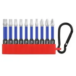 Produktbild: HPHOPE Professional Shockwave Bit Set 10tlg., Schrauber Bit Set Enthalten Torx Bits, Pozi Bits, Phillips Bits, Länge 50mm, mit Schlüsselanhänger