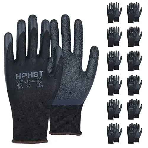 Produktbild: HPHST Robuste & komfortable Handschuhe Arbeitshandschuhe Herren Arbeitshandschuhe Damen - Gartenhandschuhe Herren - Mechaniker Handschuhe Herren mit Latex Beschichtung (Large)