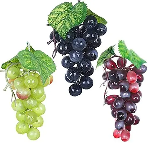 Produktbild: HPiano Künstliche Trauben,3Stück Verschiedene künstliche Trauben gefrostet Trauben Gummitrauben Deko Kunststoff Weintrauben Wein Trauben Kunstobst Plastikobst künstliches Obst Gemüse Dekoration