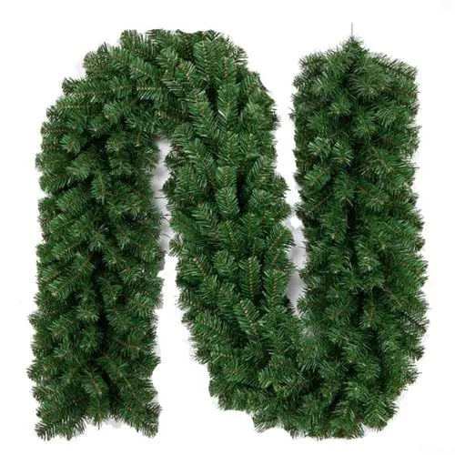 Produktbild: HpLive 2,7 m künstliches Weihnachts-Rattan, PVC Grün Weihnachtsgirlande Kranz für Kamin Tür Hängende Ornament, Weihnachten Kiefer Rattan Dekoration, 1691198048