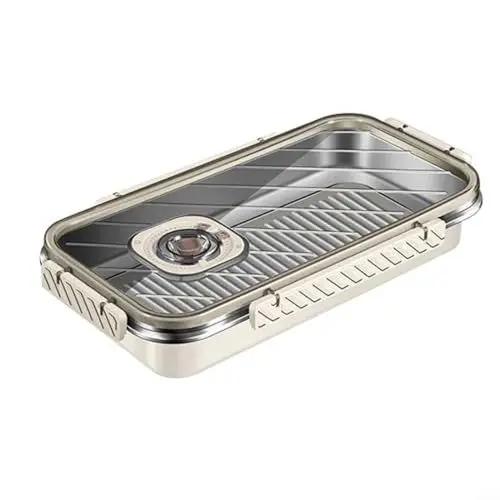 Produktbild: HpLive Edelstahl-Aufbewahrungsbox für Lebensmittel, luftdicht, Gefrierschrank, wiederverwendbar, rechteckig, auslaufsicher, tragbar, 33,5 x 18 x 5 cm (B)