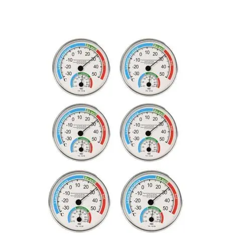 Produktbild: HpLive Thermometer Hygrometer Innen Analog, Raumthermometer Analog Luftfeuchtigkeitsmesser Innen, Raumklimaregulierung innen zur Überwachung von normalem In-und Außenwetterzustand (6PCS)