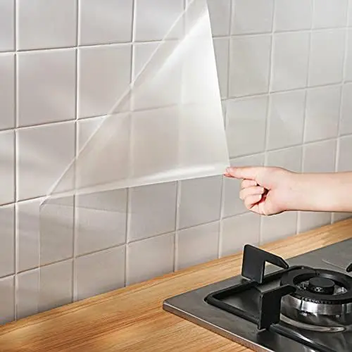 Produktbild: HpLive Transparent Klebefolie Selbstklebende Folie 60×300cm Möbelfolie Küchenfolie Wandschutzfolie Wasserdicht Hitzebeständige spritzschutz wandfolie selbstklebend Oberflächenschutz