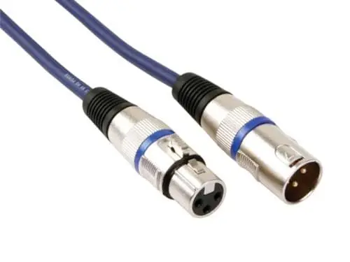 Produktbild: HQ-Power DMX-Kabel, 1 x XLR männlich, 1 x XLR weiblich, 1 m, vergoldet, perfekt für Signalübertragung