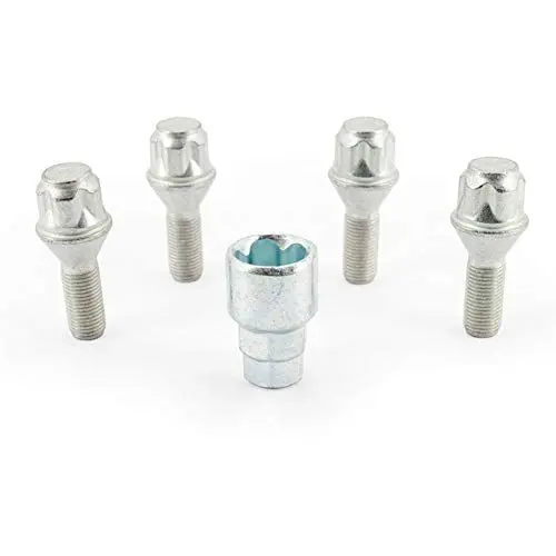 Produktbild: H&R Felgenschloss-Set M12x1.25x26mm Kegelbund - 4 Felgenschloss-Schrauben inkl. Adapter