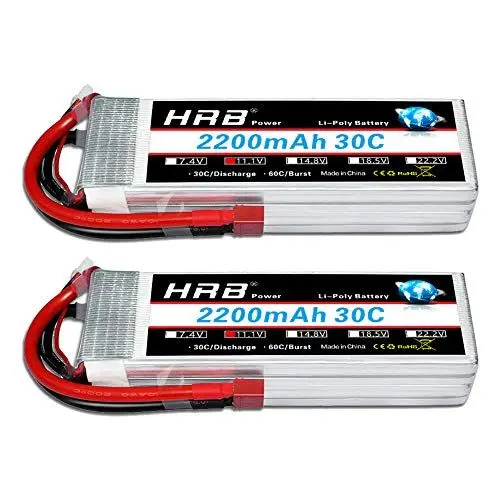 Produktbild: HRB 2PCS 11,1V 2200mAh 3S 30C Lipo Batterie mit Deans T Stecker für RC Evader BX Auto RC Truck RC Truggy RC Flugzeug UAV Drohne FPV