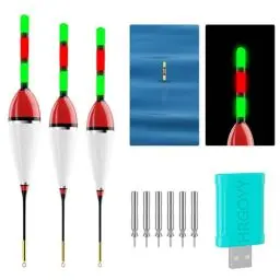 Produktbild: HRGOYY 3 Stück Led Posen Angeln mit Bissanzeiger,Bissanzeiger-Angeln,AngelzubehöR Set,Bissanzeiger Swinger,Schwimmer Angeln,Angel-Posen-Set mit Gravity Sensing und Metall Basis