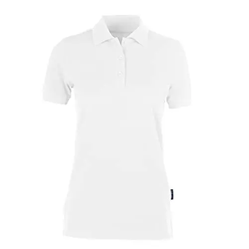 Produktbild: HRM Damen Heavy Polo, weiß, Gr. L I Premium Polo-Shirt Damen aus 100% Baumwolle I Basic Polohemd bis 60°C waschbar I Hochwertige & nachhaltige Damen-Oberteile I Workwear