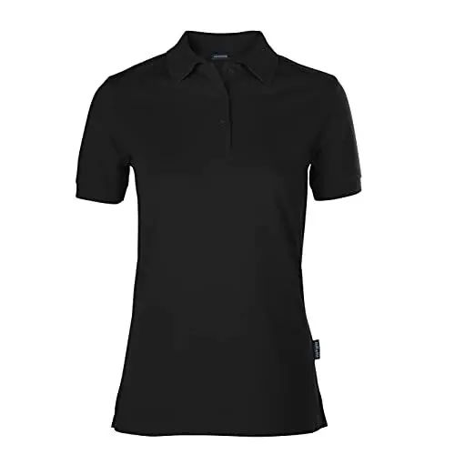 Produktbild: HRM Damen Luxury Polo, schwarz, Gr. L I Premium Polo-Shirt Damen aus 100% Baumwolle I Basic Polohemd bis 60°C farbecht waschbar I Hochwertige & nachhaltige Damen-Oberteile
