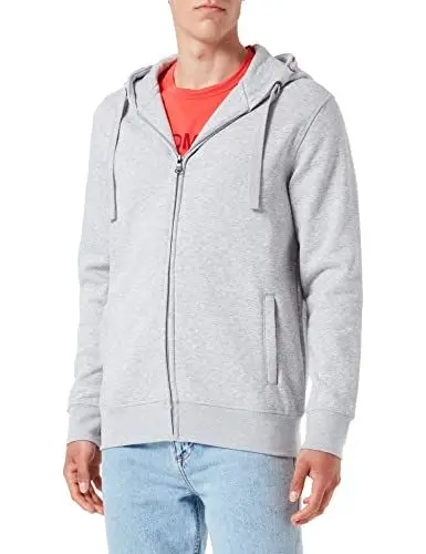 Produktbild: HRM Herren 707 Premium Hooded Jacket I Fair Trade Kapuzenjacke, 320 g/m² I Aus 70% Baumwolle & 30% recyceltem Polyester, Grey-Melange, XL