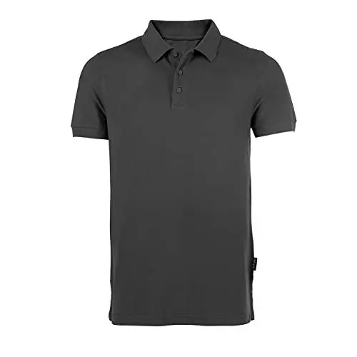 Produktbild: HRM Premium Herren Heavy Polo Shirt, Dunkelgrau, Gr. L - 100% Baumwolle, Basic Polohemd Bis 60°C Waschbar - Hochwertige & Nachhaltige Workwear