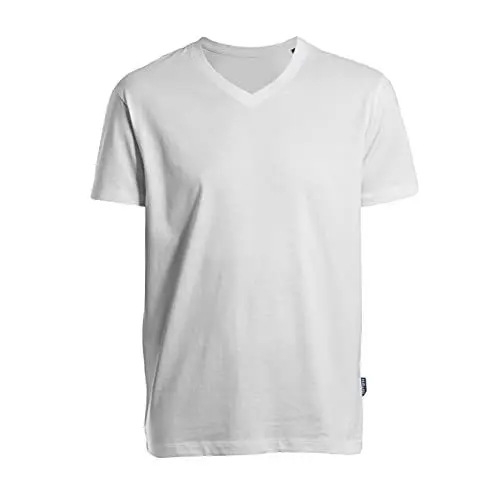 Produktbild: HRM Herren Luxury V-Neck Tee, weiß, Gr. L I Premium T-Shirt Herren V-Ausschnitt aus 100% Bio-Baumwolle I Basic T-Shirt bis 60°C waschbar I Hochwertige & nachhaltige Herren-Bekleidung